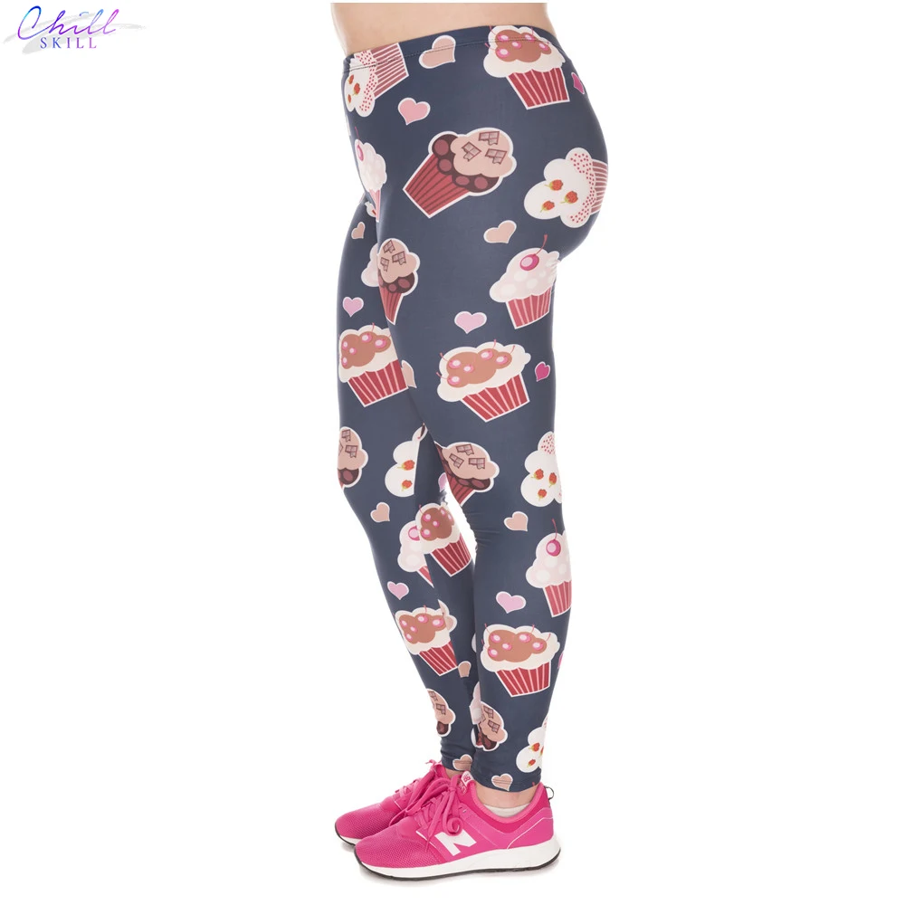 

CHILL SKILL Fashion Plus Large Size Leggings Muffin Printed Leggins Trousers Stretch Pants For Plump Women