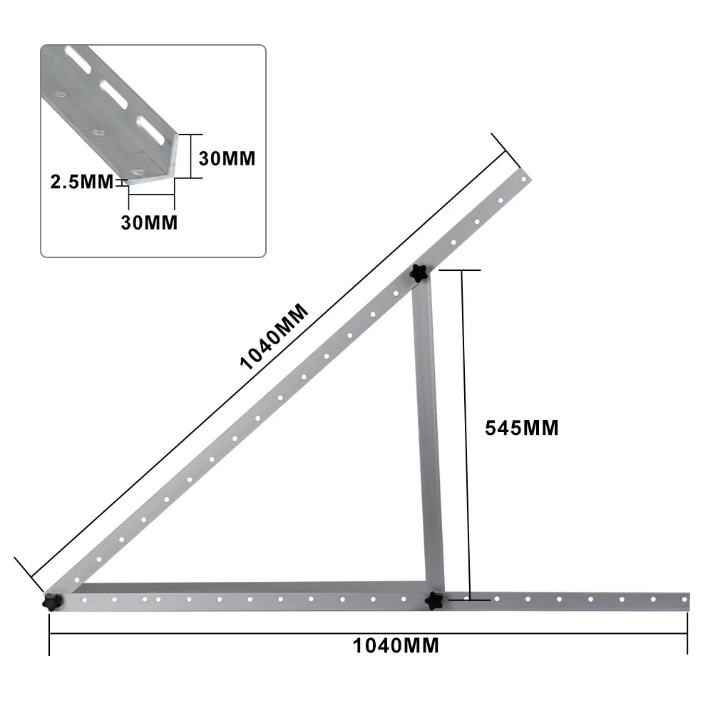 545 x 1040 x1040mm ECOWORTHY 2" 28" 4" регулируемый угол солнечной панели наклона Кронштейны набор лодка, RV, крыша решетки системы(22 28 41-дюймовая длина - Color: 545 x 1040 x1040mm