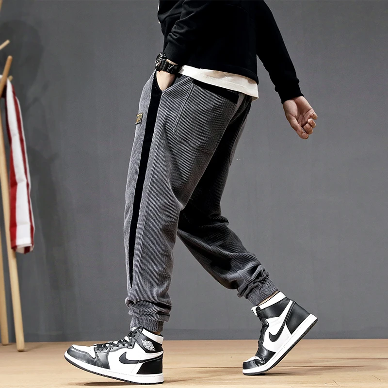 

Autumn Winter Fashion Men Jeans Loose Fit Casual Corduroy Harem Pants Spliced Designer Japanese Vintage Hip Hop Jogger Pants Men