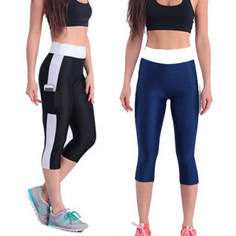 

Hot Selling Spring And Summer Side with Pockets Capri Pants Fitness Pants Women's Quick-Dry Smooth Stretch Tight-Fit Athletic Pa