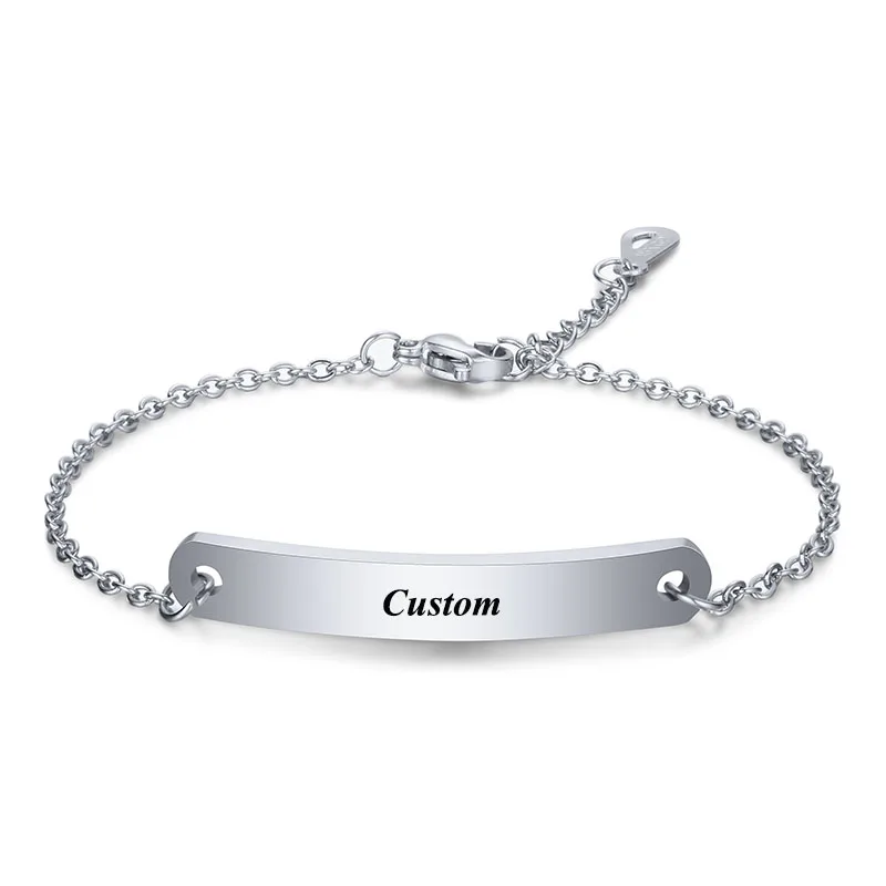 

Pendant Bracelets Nameplate Gift Custom Personalized Jewelry Handmade Stainless-Steel Bracelets for Women Men Engraved Letters
