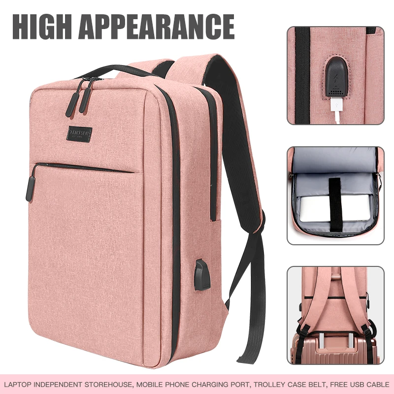 Mochila Laptop Usb para Mulheres e Homens Mochila Escolar Mochila de Viagem Bolsa de Lazer 15.6 16 17.3 - Imagem 3