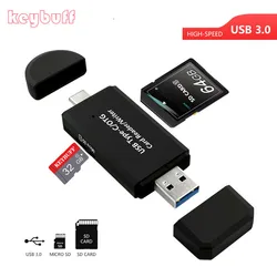 Lecteur de cartes OTG USB 3.0 Type C 2 en 1, haute vitesse, lecteur de cartes sd TF, pour smartphone, ordinateur 