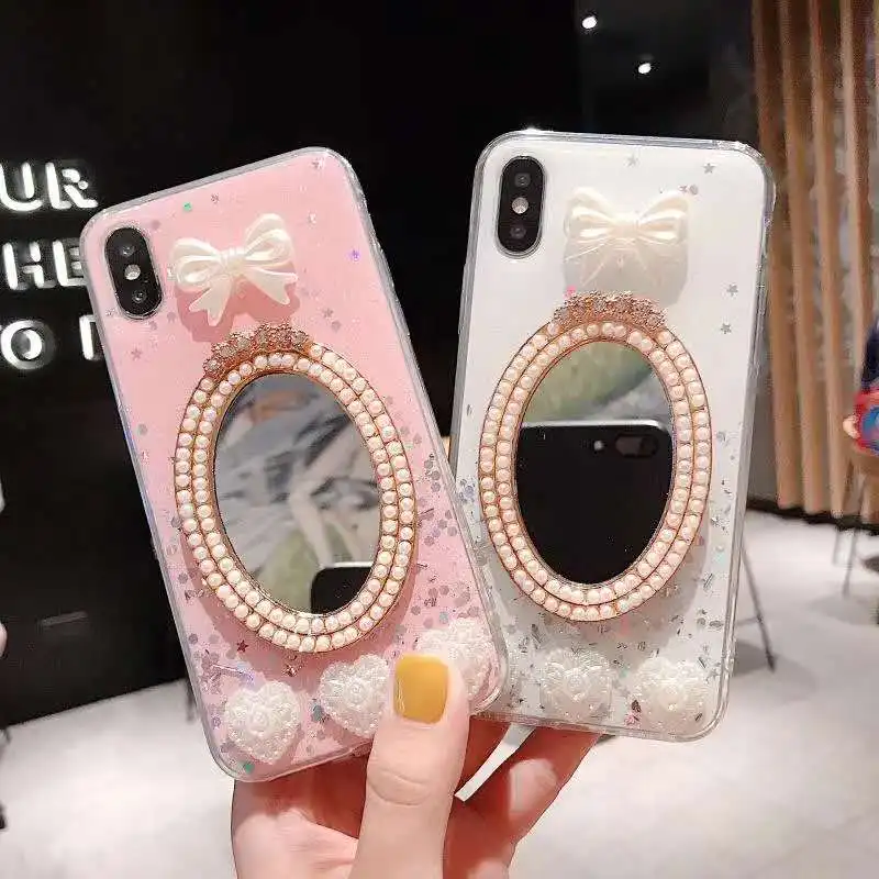 

Luxury Mirror Case for Huawei Nova 3 3i 4E P20 P30 Mate20 Pro DIY Diamond Pearl Mirror case