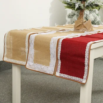 

New Christmas Decorations Linen Lace Edging Table Flag / Wedding Table Atmosphere Setting / Table Mat Tablecloth Placemat