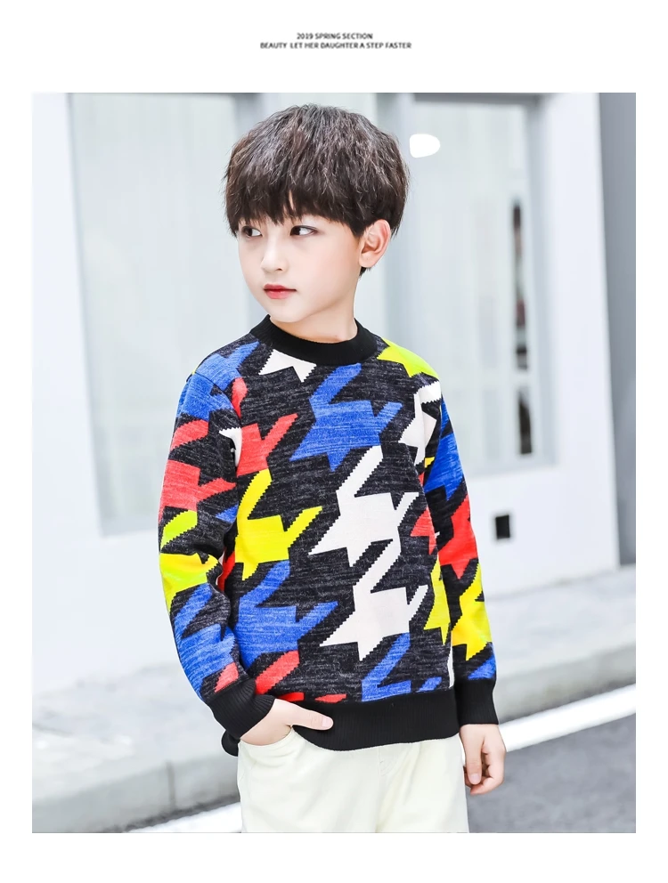 Brand New Kids Sweaters For Boy New Year Warm Sweater For Teenagers Pullover Knitted Winter Clothes for Children Age 14 to 4 T