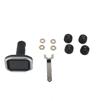 

Tire Pressure Monitoring System Wireless TPMS Monitor with 4 External Sensors Cigarette Lighter Plug Adjustable Display Angle