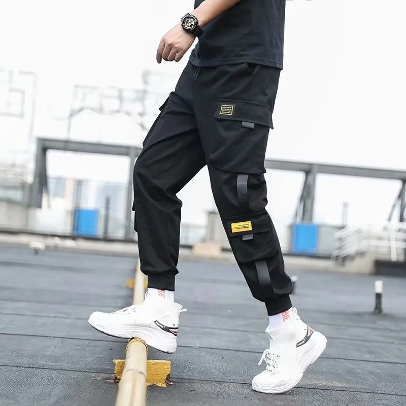 Men's Side Pockets Cargo Harem Pants 2020 Ribbons Black Hip Hop Casual Male Joggers Trousers Fashion Casual Streetwear Pants Men's Side Pockets Cargo Harem Pants 2020 Ribbons Black Hip Hop Casual Male Joggers Trousers Fashion Casual Streetwear Pants