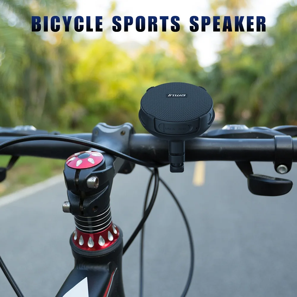 INWA-altavoz portátil para bicicleta, inalámbrico por Bluetooth, IPX7, ducha impermeable, sonido de música al aire libre + soporte para bicicleta