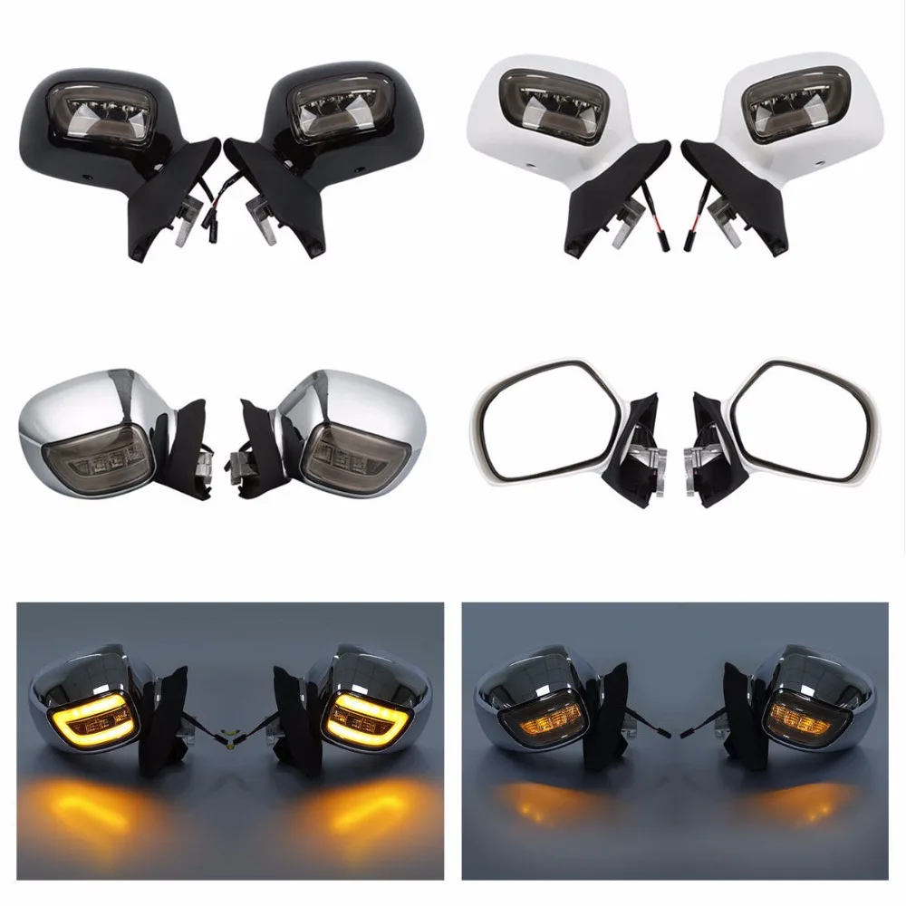 

Motorcycle Rearview Mirrors LED Turn Signals Smoke Lens For Honda Goldwing GL1800 2001-2017