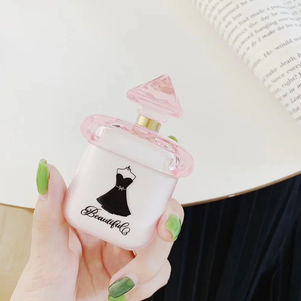 

Fashion Perfume Bottle Earphone Case for Apple AirPods 1 2 Headset Pods Cute Clear Transparent Beauty Cover Gift Headphone Case