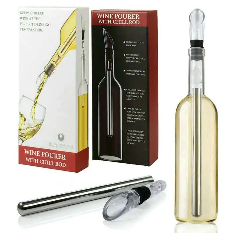 ワインクーラー、3 · イン · 1ワインチラーとステンレス鋼ワインpouerおよび冷却ロッド、ワインボトルクーラースティックと注ぎ