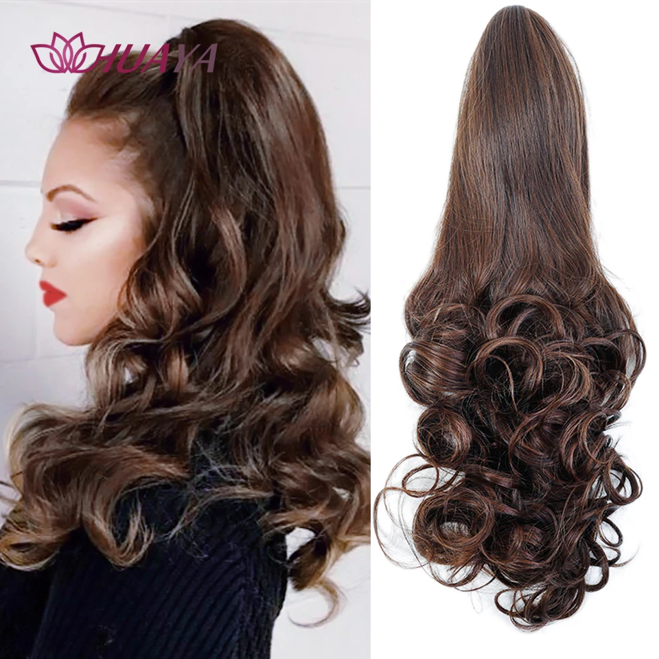 Huaya Synthetic Women Claw On Ponytail Clip In Hair Extensions Wavy Curly  Style Pony Tail Hairpiece Brown Blonde False Hair - Synthetic Ponytails(for  White) - AliExpress