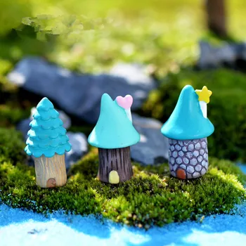 

1pc Vintage Blue House Miniature Craft Fairy Garden Garden Ornaments Bonsai Micro Landscaping Garden Decoration Accessories