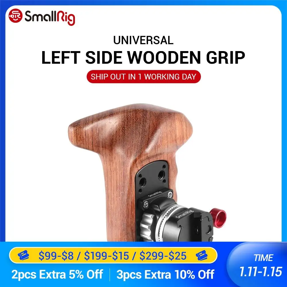 SmallRig быстросъемная ручка для камеры с левой деревянной ручкой креплением NATO DSLR
