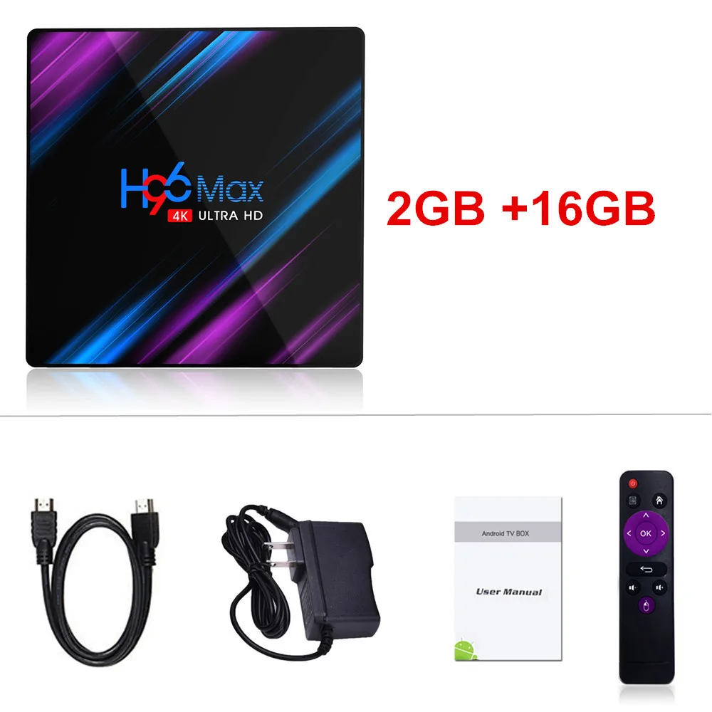 2GB 16GB H96 MAX Android 9,0 Смарт ТВ приставка RK3318 4 Гб+ 64 Гб Беспроводная IP ТВ приставка 4K USB телеприставка WiFi 5G для Netflix Youtube Google Play - Цвет: 2GB 16GB