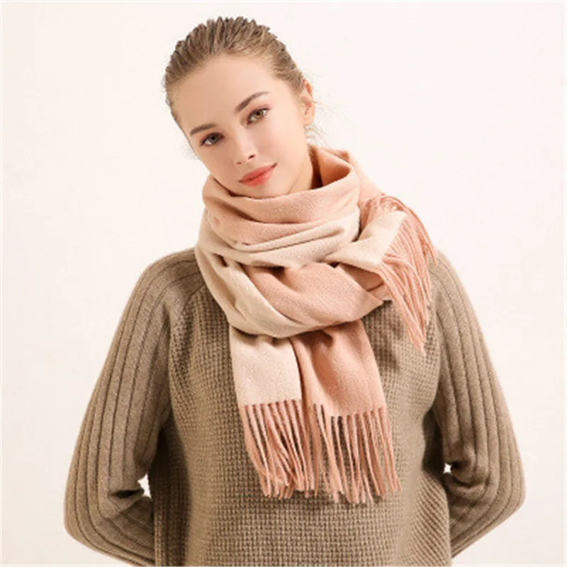 ARiby, шарф из чистой шерсти, женский зимний, модный,, высококачественная шерсть, дикая, двусторонний, однотонный, кашемировый, утолщенный, теплый шарф - Цвет: As picture