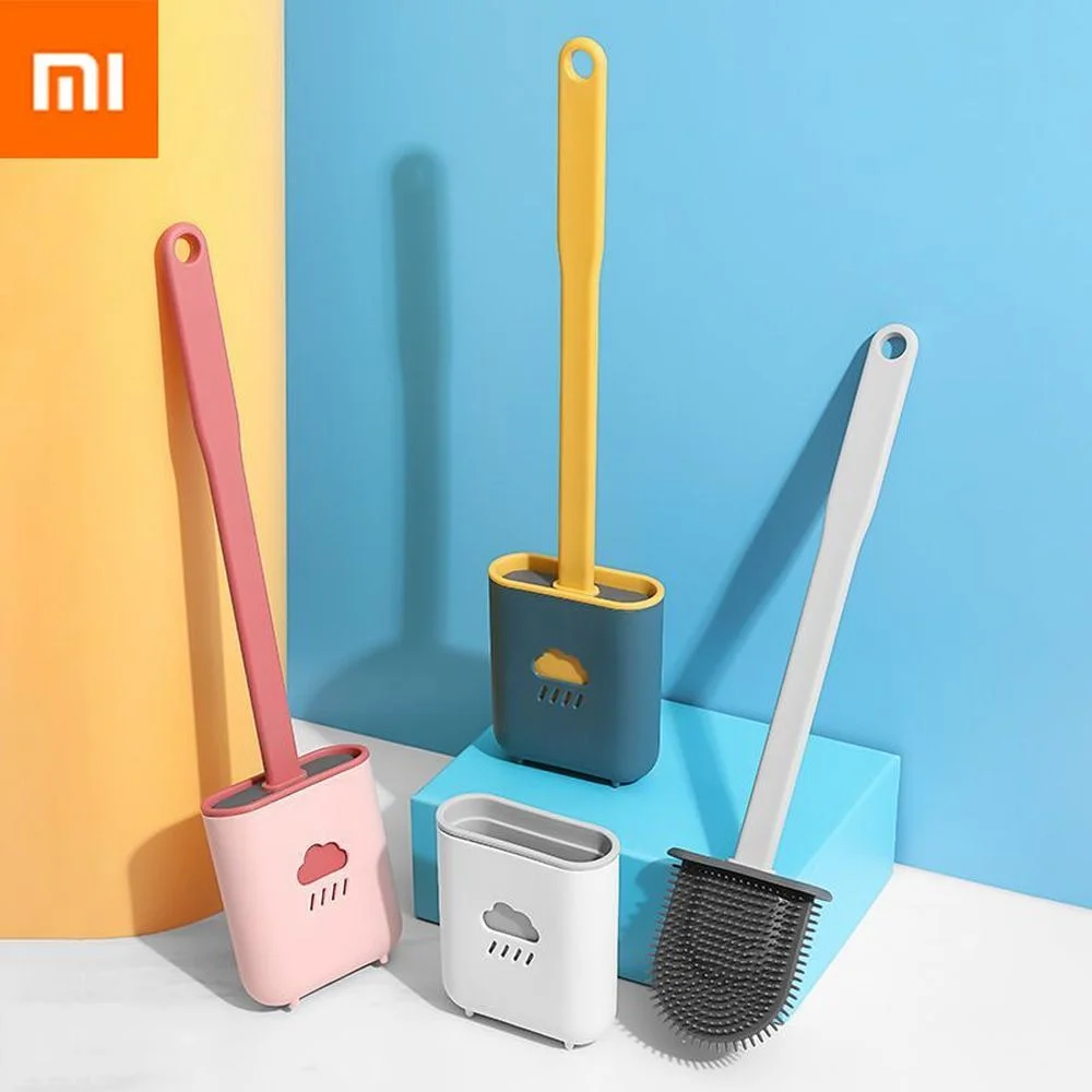 Силиконовая щетка для унитаза Xiaomi щелей с подставкой и плоской головкой мягкая