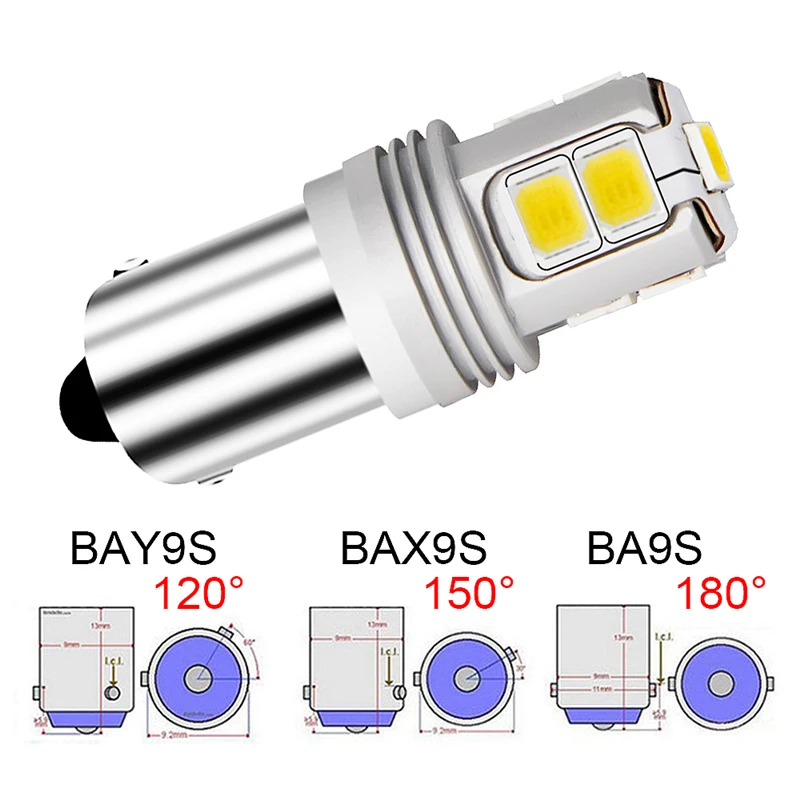 100x BAY9S BA9S BAX9S 10 кристаллов светодиодный белый Canbus Error Free светодиодный Фары заднего хода 550lm белый