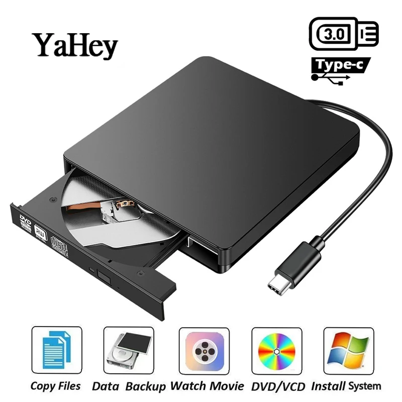 

External USB 3.0 Type C DVD Drive DVD RW RAM Burner Writer CD ROM Player Optical Drive for hp Laptop Desktop Windows MAC OS