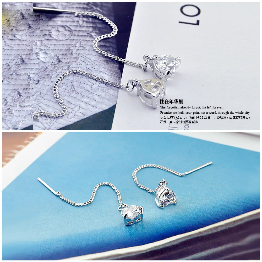 Серьги гвоздики из серебра 925 пробы с классическим Цирконом|silver ear studs|ear studsearring