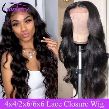 

Cranberry Hair 2X6 6x6 Closure Wig Remy Brazilian Body Wave Closure Wig Human Hair Wigs Pre-Plucked Hairline 4x4 Closure Wig