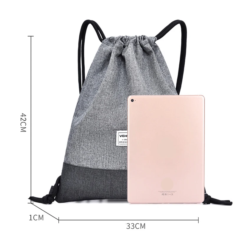 Women Men Drawstring Bags Women Canvas Backpack Beach Bag Outdoor Fitness Sport Bag Bundle Pocket Travel Softback Women Mochila