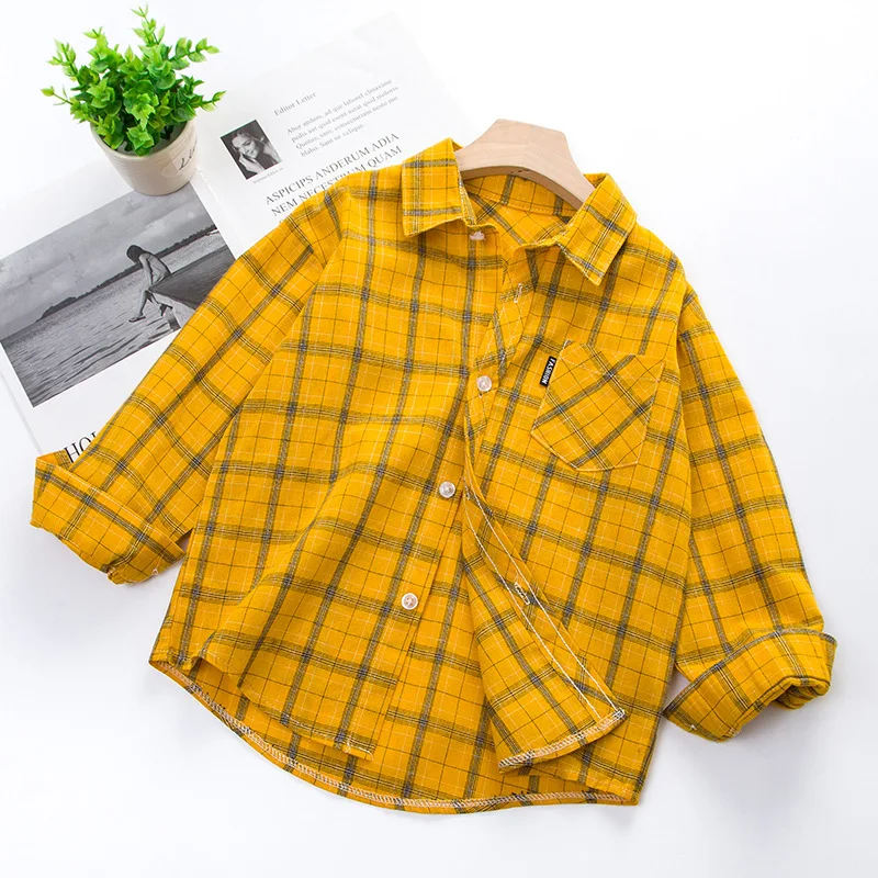 IENENS Child Boys Plaid Shirt Checked 