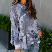 Best Offers New Women's Irregular Long Sleeve Round Neck Top Not Kneeling Loose T-shirt Casual Ladies Pullover Street Wear