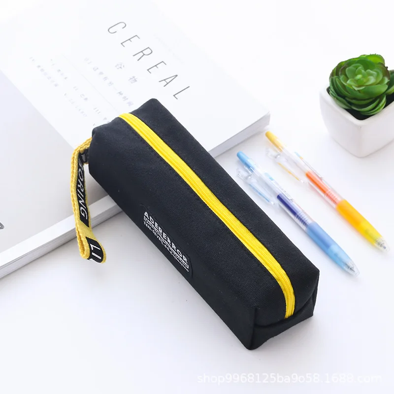 Креативный чехол для карандашей, простой дизайн, стильные сумки для карандашей на молнии, держатели для ручек, школьные принадлежности, канцелярские принадлежности, пенал для мальчиков и девочек - Цвет: Black