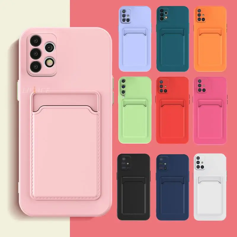 Coque de téléphone de poche avec porte-carte, étui portefeuille en Silicone pour Samsung Galaxy A51 A71 A32 A52 A72 A22 4G 5G A50 A30S A20 A30