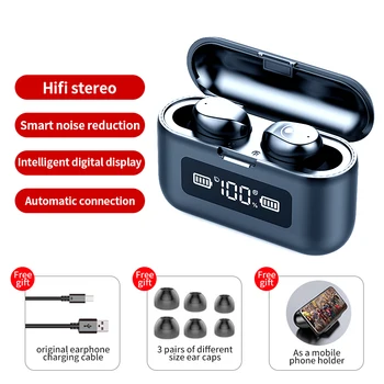 

In Stock! F9 Note Bluetooth Headset Light Carving Digital Display Touch 2 Generation 5.0 Invisible Sports Bluetooth Headset