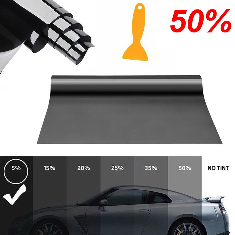 Teinte Vitre Anti-chaleur Film Teinté Voiture Noir 5% VLT - 6m X 76cm, Protection Solaire Et Intimité Film Voiture Vitre Teinte