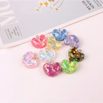 

Resin Charm Glitter Heart Pendants Fit Bracelet DIY earring Jewelry making