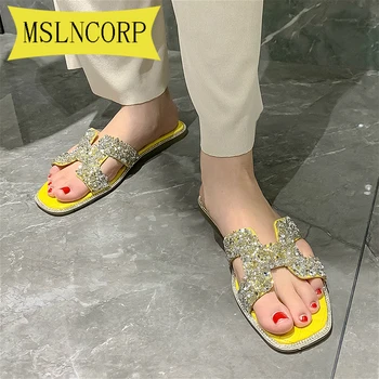 

Plus Size 34-46 Slippers Women Spring Summer Women's Sequins Sandals Slipper Shoes Indoor & Outdoor Flip-flops Chaussure Femme
