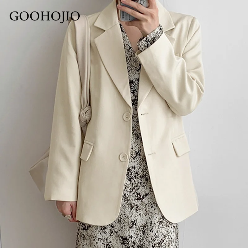 

GOOHOJIO 2021 New Spring and Autumn Solid Color Fashion Blazers Women Temperament Blazers for Women Fashionable Women Blazers