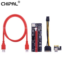 CHIPAL VER009S Carte de Montage PCI-E 009S PCI Express PCIE 1X à 16X Rallonge 1M 0.6M USB 3.0 Câble 6Pin Puissance pour L'extraction GPU Miner