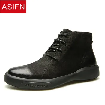 

ASIFN Men's Boots Warm Cotton Winter Shoes Men Casual Bota Masculina Velvet Thick Snow England Tide Male Botas Hombre