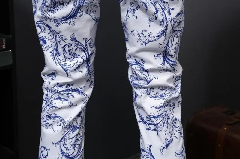 Bloemenprint джинсы джинсовые Heren узкие джинсы повседневные ковбойский стиль обтягивающие Erkek джинсы мужские