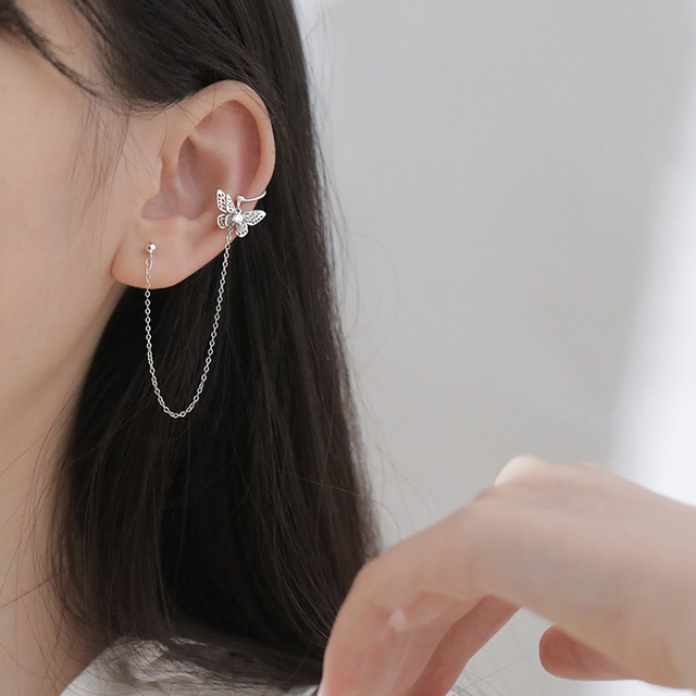 Simple Moon Star Rhinestone Long Chain Earrings For Women Shine Sun Crescent Geometric Tassel Piercing Earring Party Jewelry