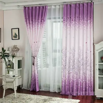 

Modern Bedroom Curtain Window Shade Printed Tree Pattern Blackout Curtain Sheer Curtain Living Room Voile Tulle