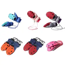 Детские цветные перчатки в горошек, плотные водонепроницаемые варежки для мальчиков и девочек, От 4 до 8 лет