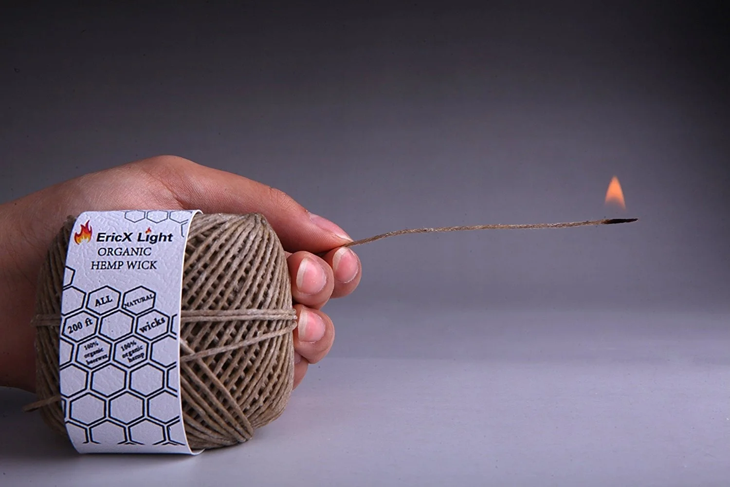 100% Organic Hemp Wick 200 FT Spool Well Coated with Natural Beeswax-Standard Size(1.0mm) 4