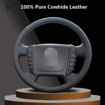 

Hand-stitched Black Genuine Leather Steering Wheel Cover for Ssangyong Rexton Rexton W Rodius
