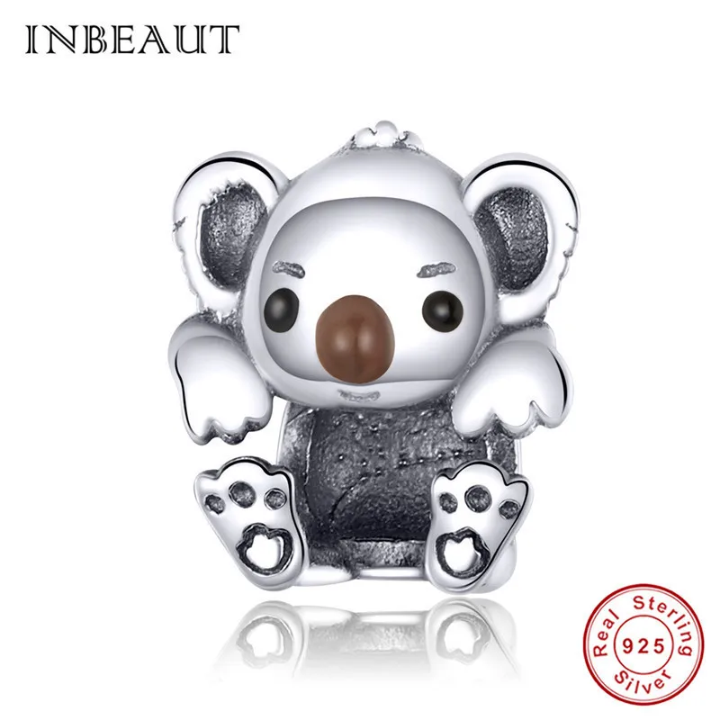 Браслет INBEAUT fit Pandora, серебро 925,, коала, кошка, лиса, бульдог, подвески, слон, лиса, собака, кролик, медведь, бусины, домашнее животное, сделай сам, ювелирное изделие - Окраска металла: c11304