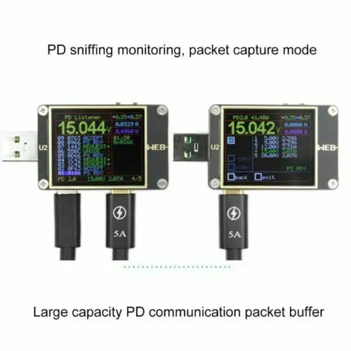 WEB-U2 USB измеритель тока/напряжения QC4+ PD3.0 2,0 PPS протокол быстрой зарядки