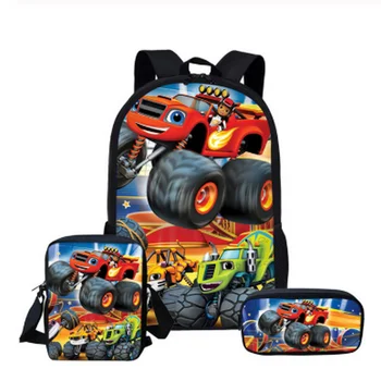 

Blaze and the Machines Schoolbags Children Boys Girls Book Bags Set Truck Motorcade Print School Bags
