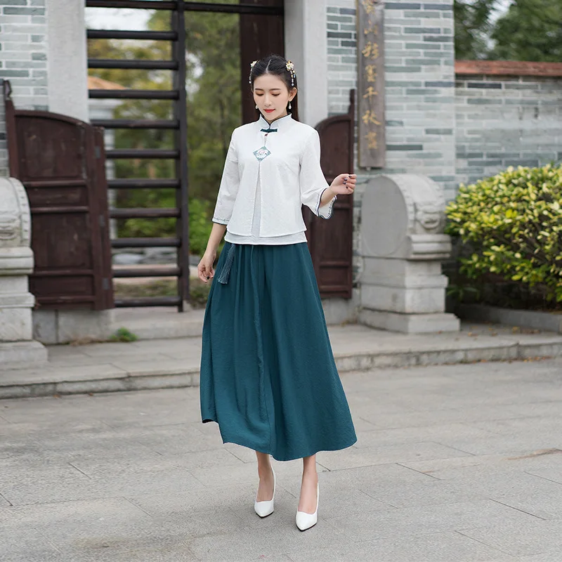 

Photo Shoot 2020 Spring And Summer Cotton Linen Slim Fit Cheongsam Small Coat the Republic of China-Style Hipster Best Friend Tw