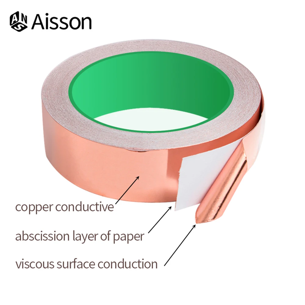 RUBAN ADHESIF ELECTRICITE,20mmRuban adhésif en cuivre conducteur Double face, 20 mètres