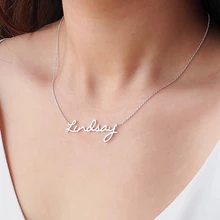 Custom Name Necklace Personalized Nameplate Name Necklaces Italic Handwriting Stainless Steel Necklace For Women Gift